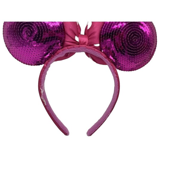 Disney Parks Minnie Mouse Ears Headband Pink Polka Dot Bow Sequins Authentic - Picture 7 of 10